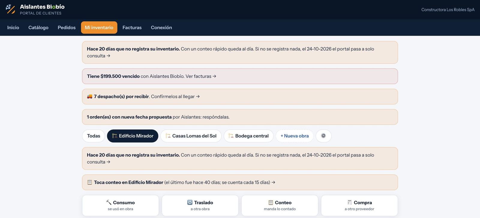 Aviso de días sin registrar