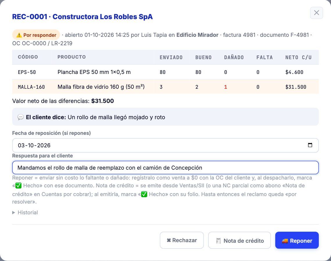 Ventana del reclamo