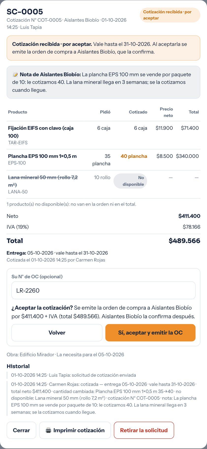 Confirmar la aceptación