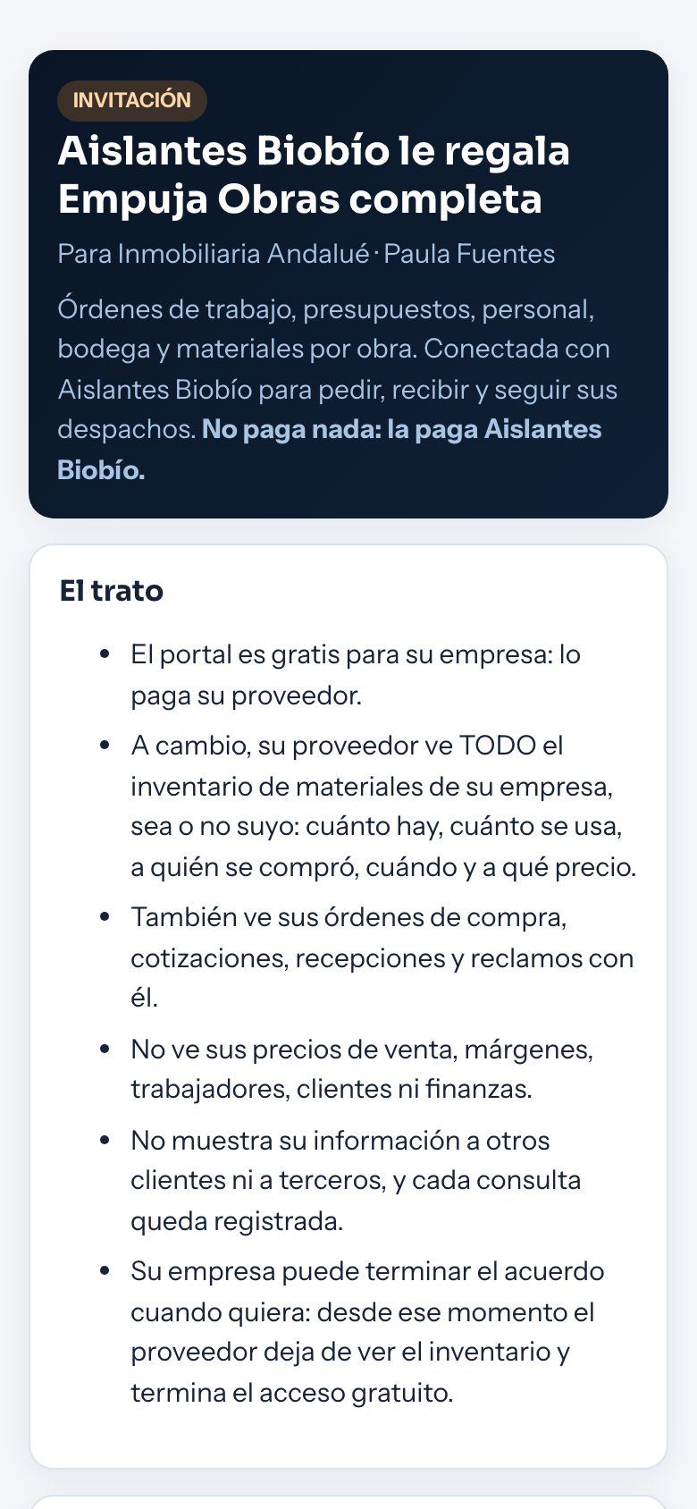 Invitación a Empuja Obras