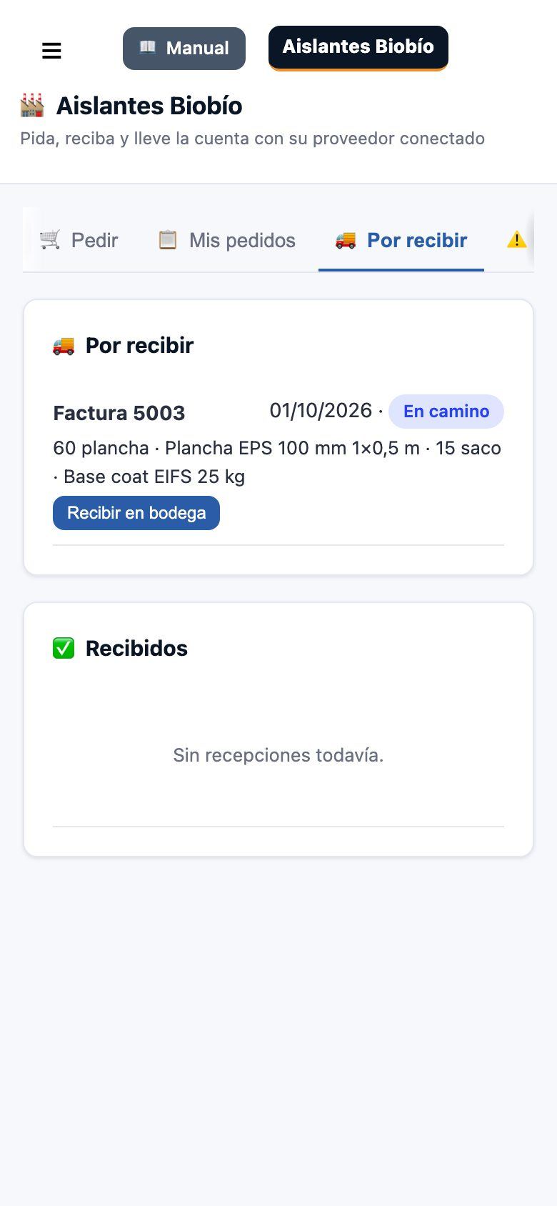 Por recibir en el celular