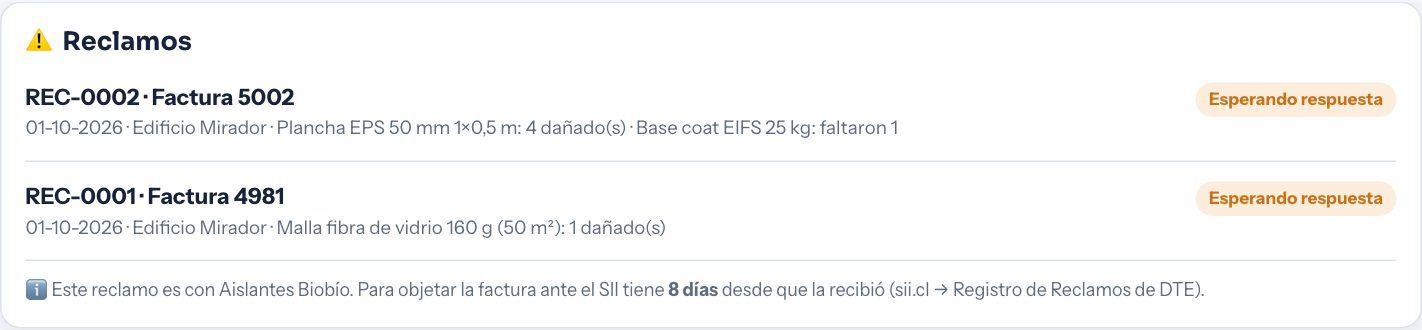 Reclamos abiertos