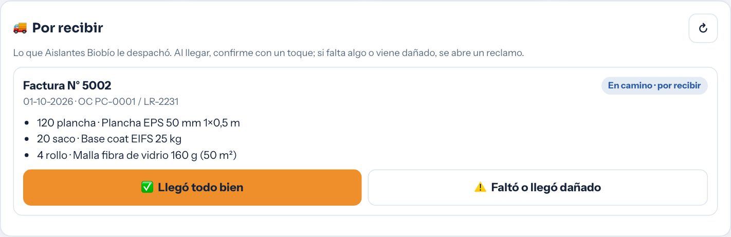 Despacho por recibir